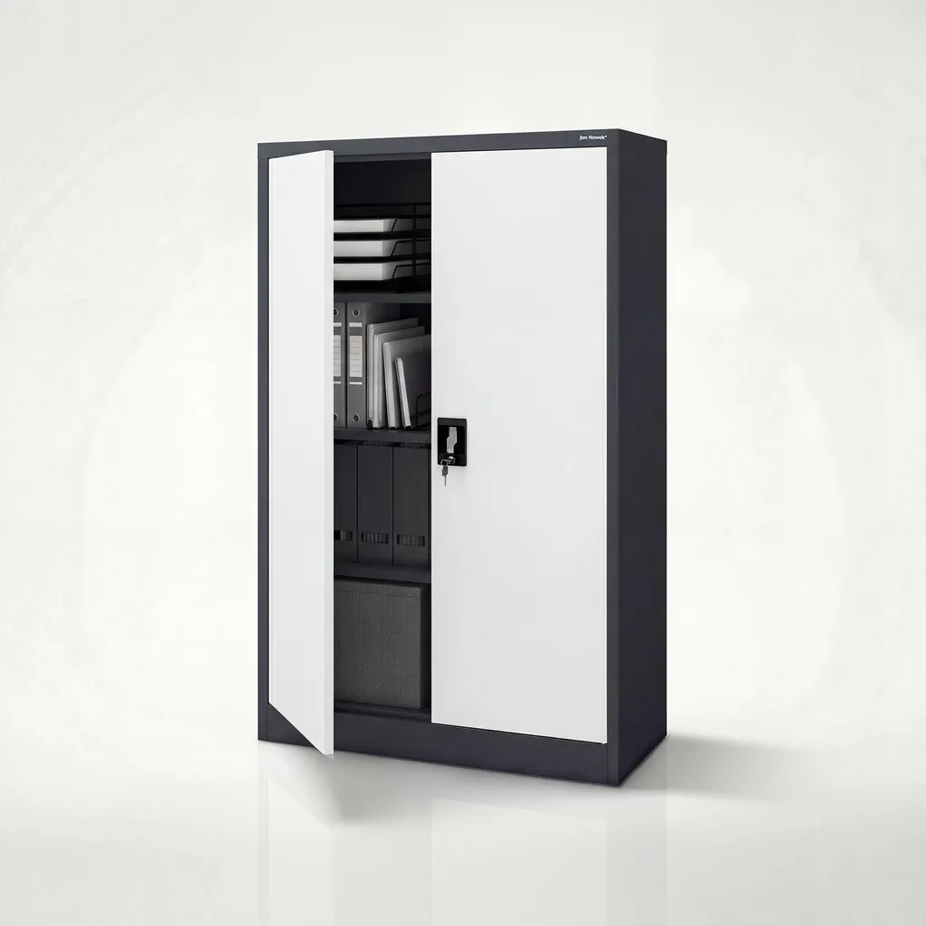 Armoire de bureau en acier anthracite et blanc dimensions 140x90x40 cm