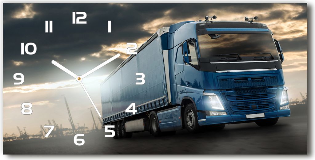 Wanduhr aus Glas – 60x30 cm - Glasbild - Glasuhr - Gehärtetes Glas - weisse-zeiger - LKW