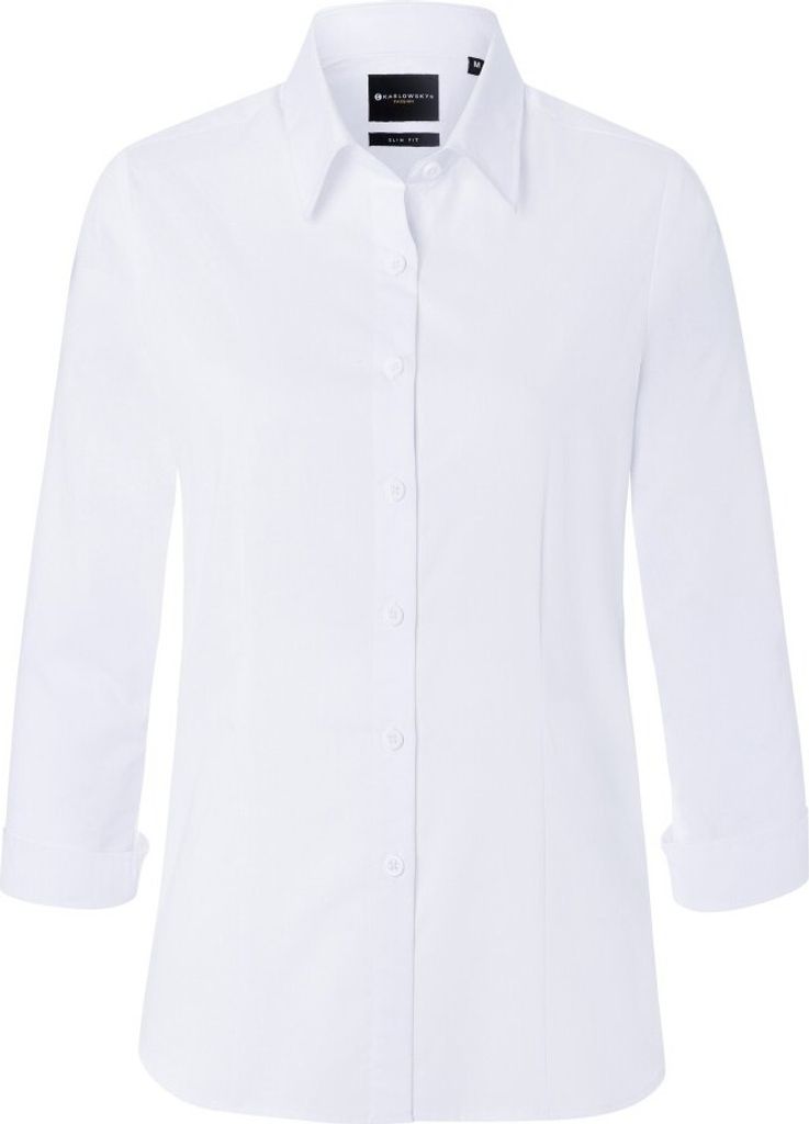 KARLOWSKY Damen Businessbluse CLASSIC 3/4-Arm Kent Slim-Fit Weiß XL