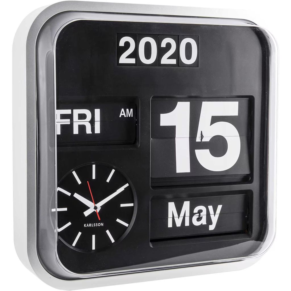 Karlsson - Wanduhr Big Flip - Silber