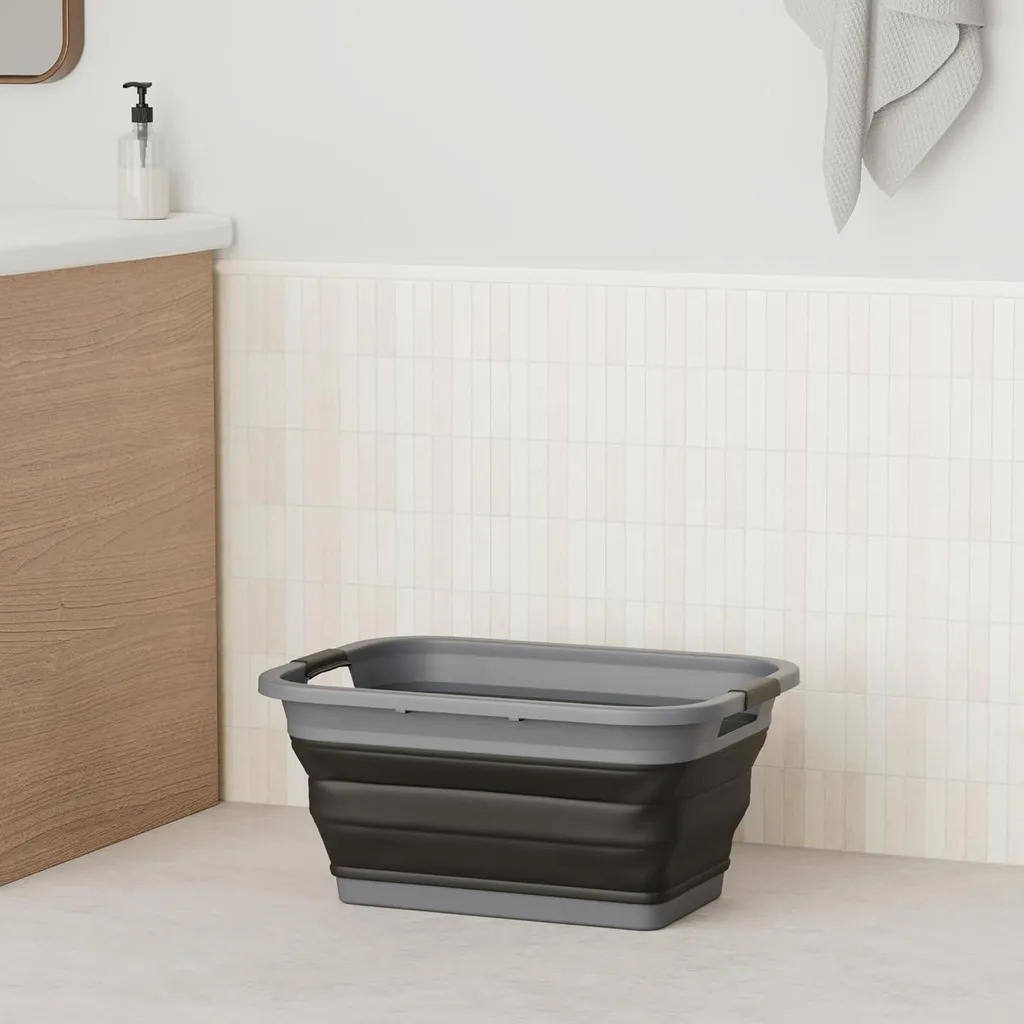 Corbeille à linge rétractable 41 litres - Bac à linge gain de place