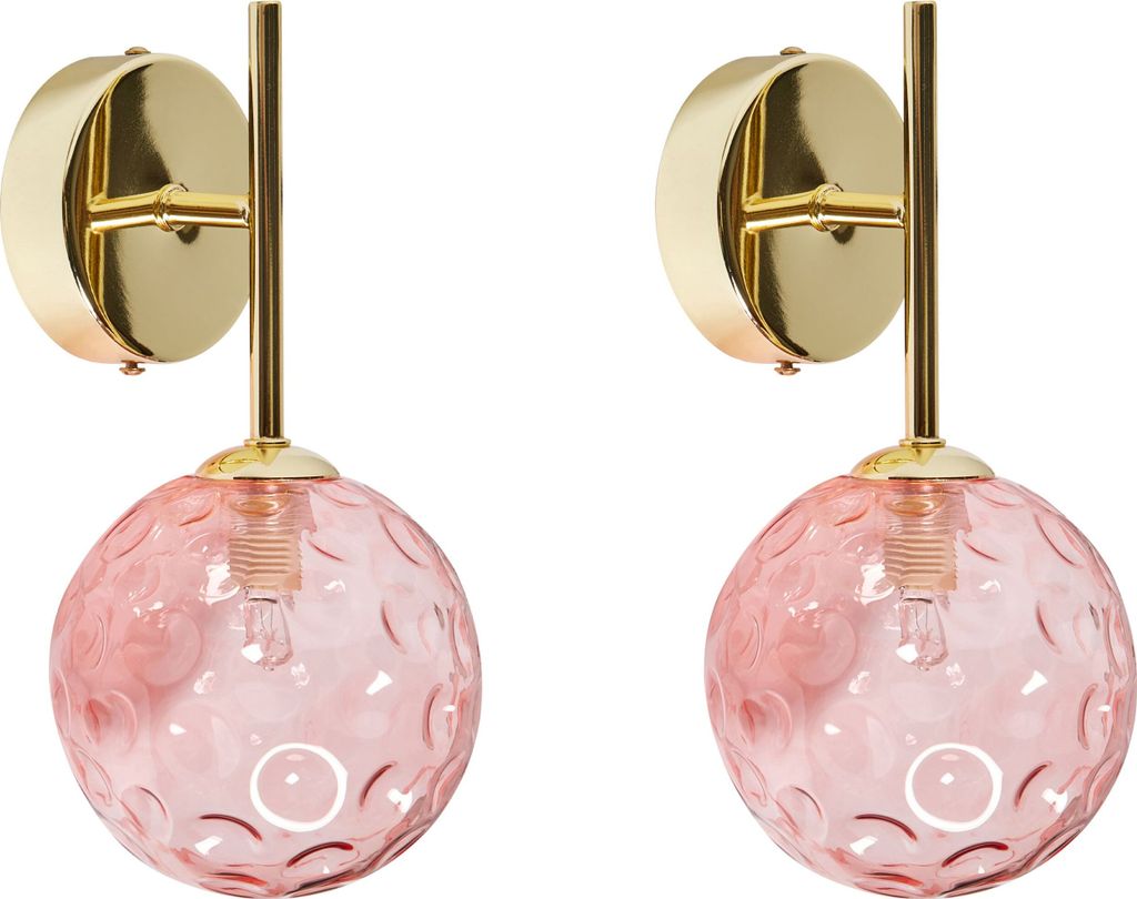 BELIANI Wandlampen 2er Set Rosa u. Gold aus Glas Rund Kugel Glamourös Eleganter Stil Modernes Design für Wohnzimmer Schlafzimmer Flur