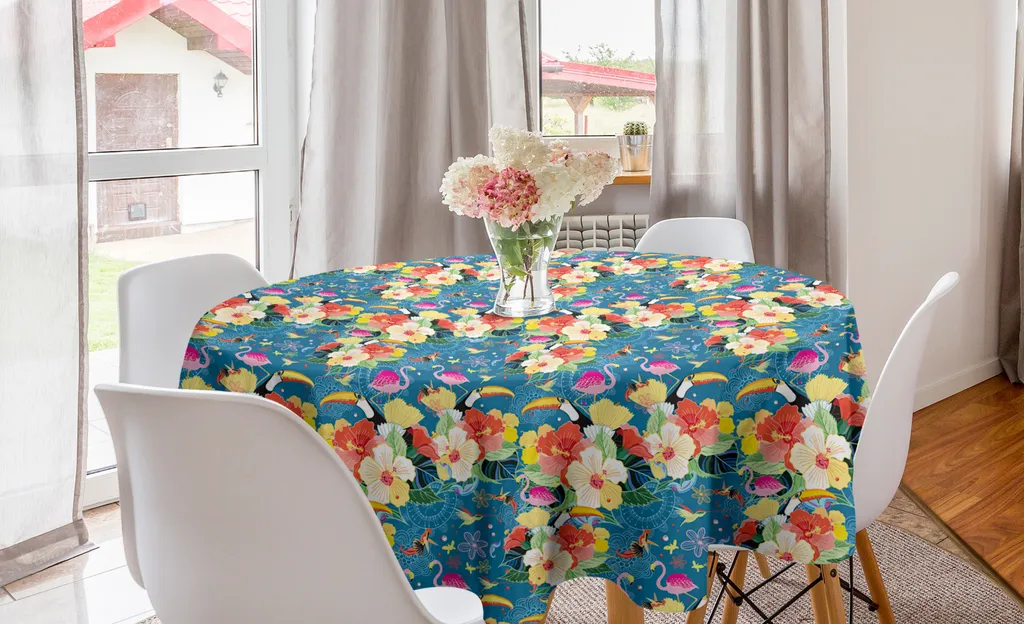 Tovaglia Rotonda Tropicale ABAKUHAUS 150 cm - Paradiso Hawaiiano Cucina