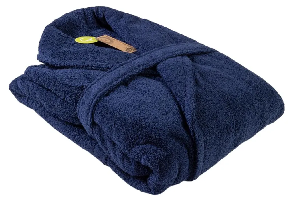 Peignoir de Bain Femme XXL Bleu Foncé - Idéal Sortie de Douche et Spa