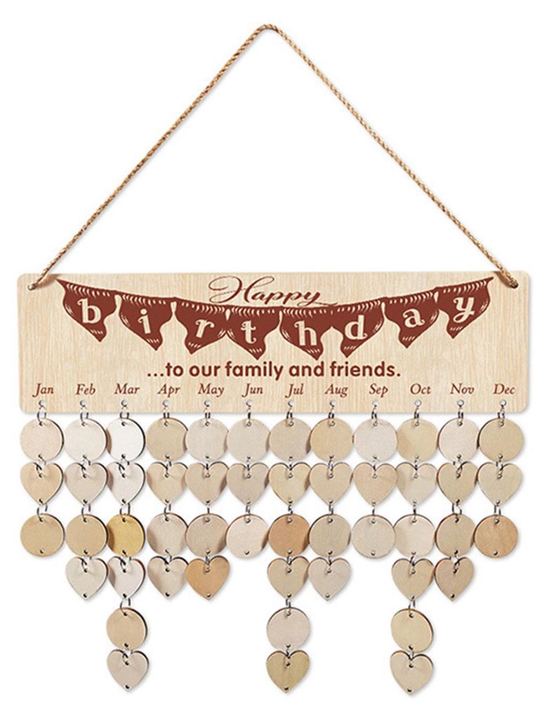 Geburtstagskalender aus Holz, Wandtafel zum Selbermachen, DIY-Geburtstagsplaner mit 50 Anhängern, Geschenk für Mama und Oma