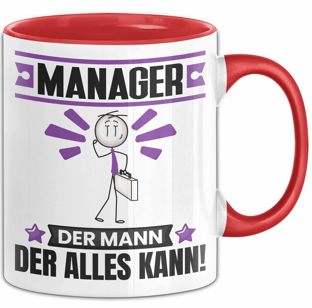 Manager Tasse Geschenk für Manager Der Mann Der Alles Kann Geschenkidee zum Geburtstag (Rot)