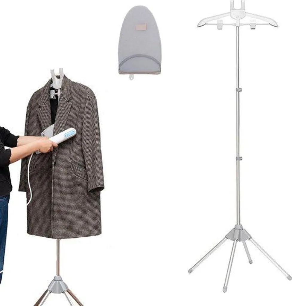 Porte-vêtements de voyage sur trépied, penderie d'appoint gris clair