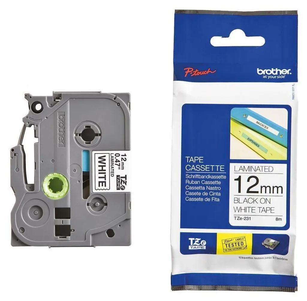 Schriftbandkassette Brother TZe-231CIV 12mm weiß/schwarz