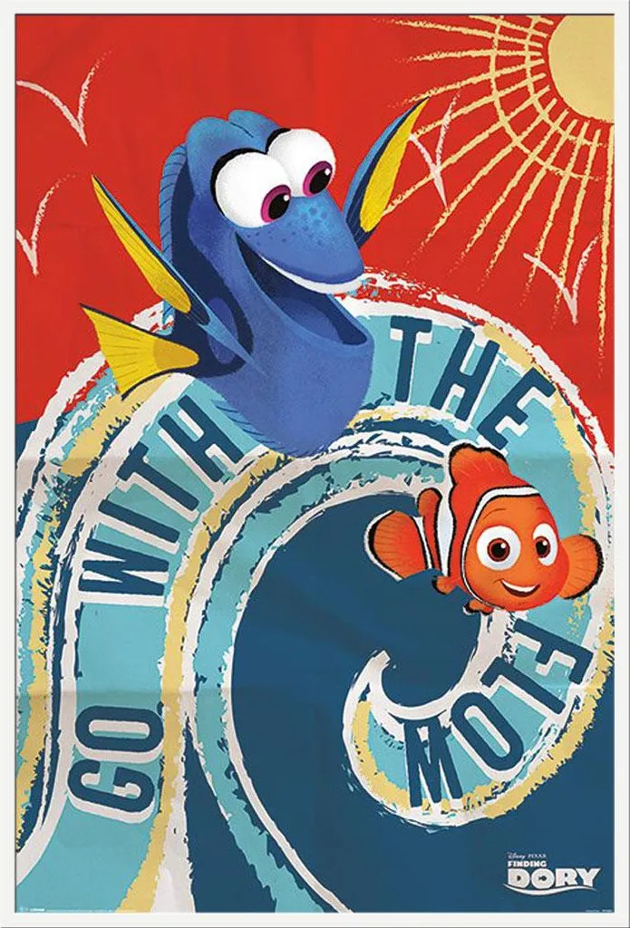 Décoration murale enfant Le Monde de Dory avec cadre blanc incassable
