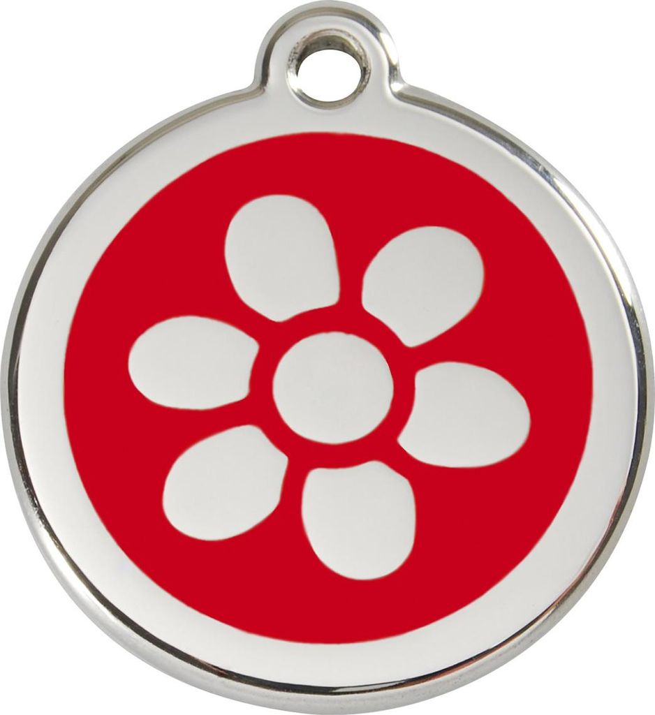 RedDingo Hundemarke mit individueller Gravur Blume rot, Größe: M