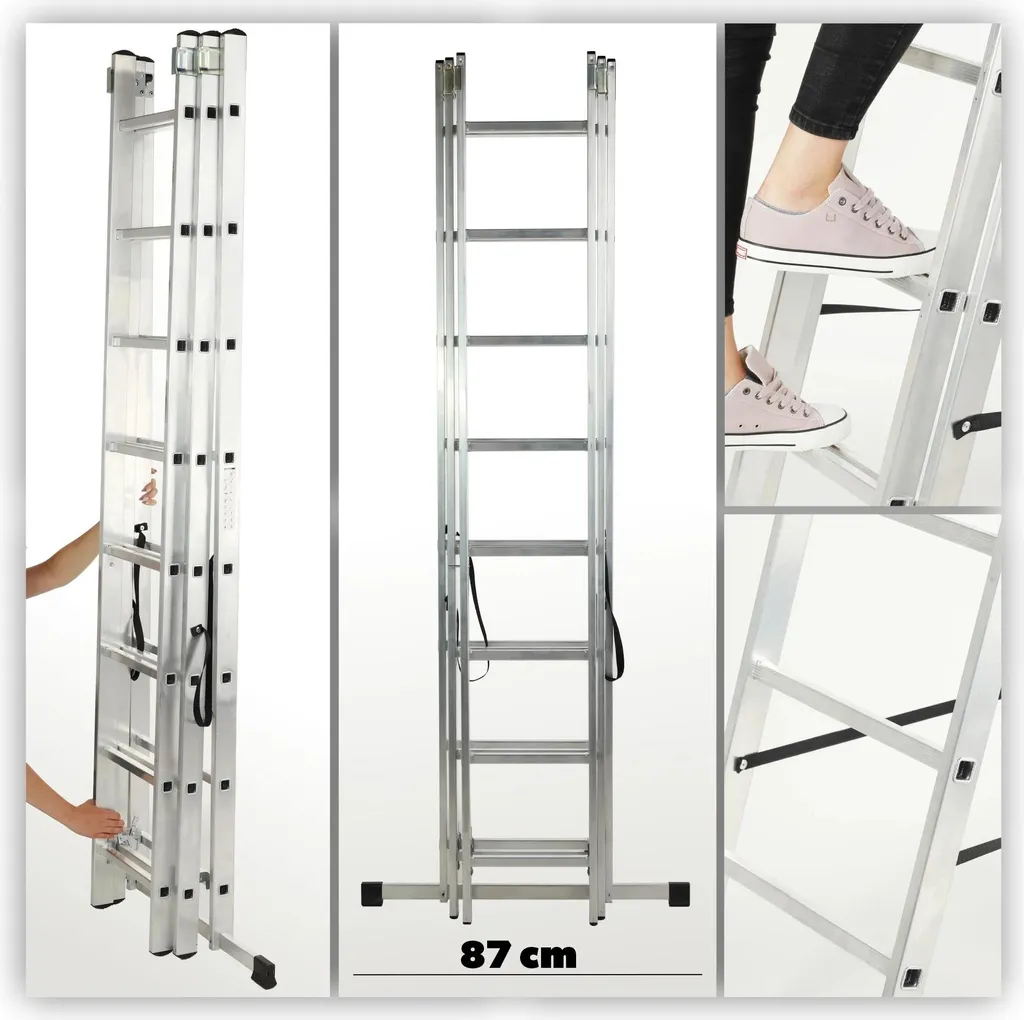 Échelle combinée transformable 3 plans en alu 3x8 marches usage mixte - 3