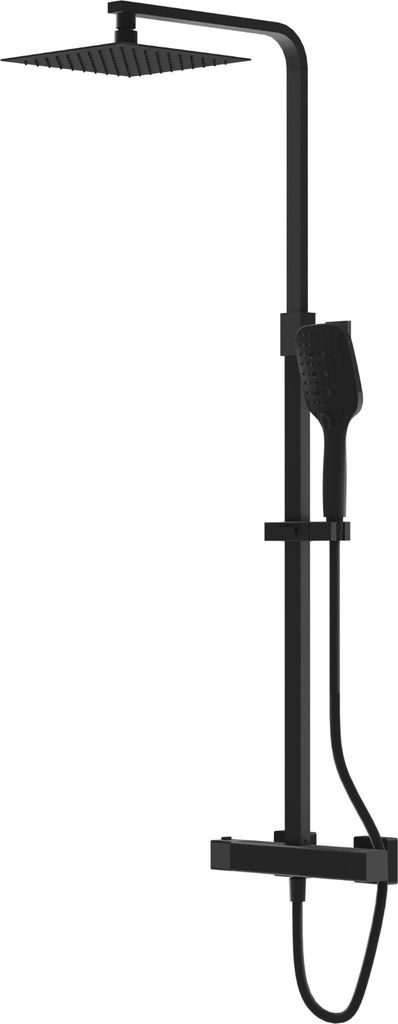 Lavita Cetus Matt Schwarz thermostatische Duschset | Duschen Komplette Dusche Aufputz-Duschgarnitur mit Regendusche| Duschbrause Set Armatur Modern...