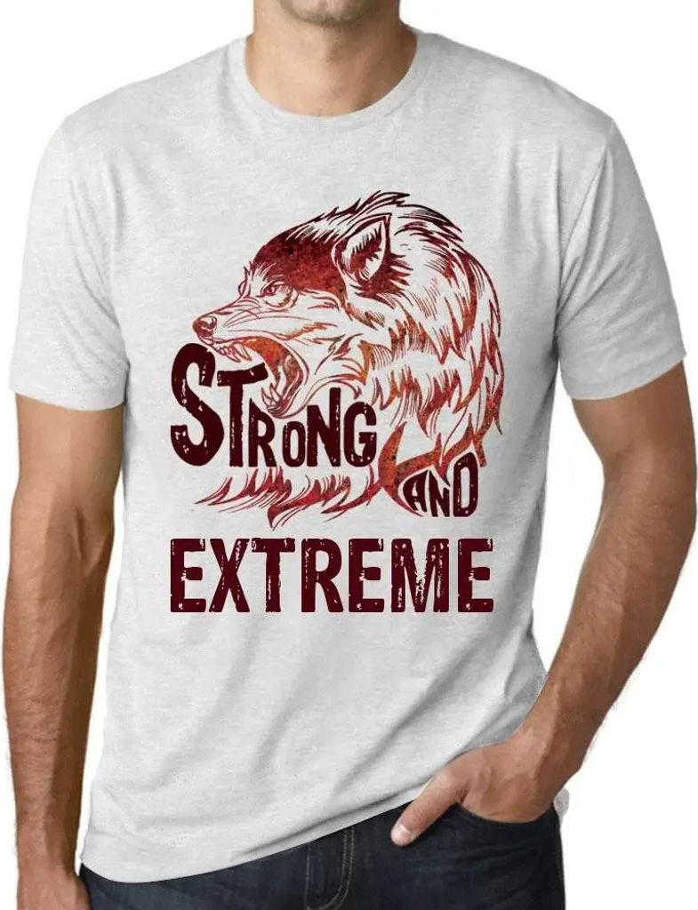 Herren Grafik T-Shirt Starke Wölfe und extreme – Strong Wolf And Extreme – Öko-Verantwortlich Vintage Jahrgang Kurzarm Lustige Druck Geburtstag
