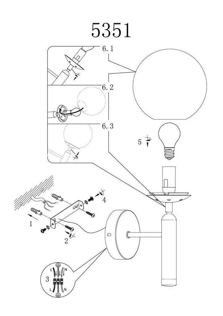 Applique murale design pour éclairage doux sans éblouissement E14 - 6