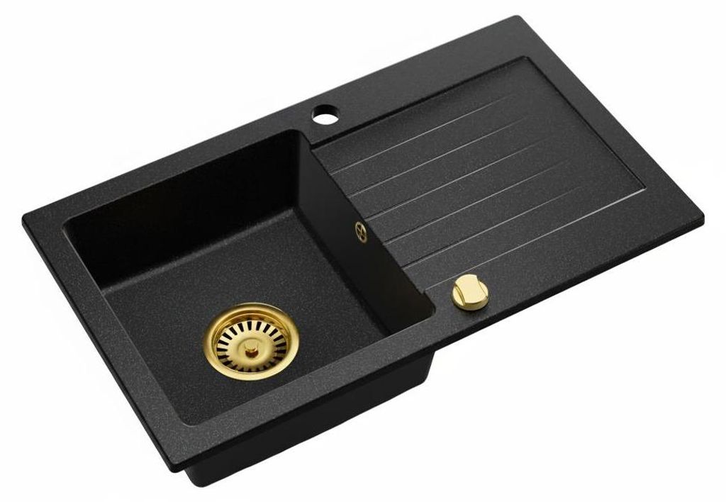 Granitspüle Küchenspüle inkl. Siphon Gold Einbauspüle Produktbild 