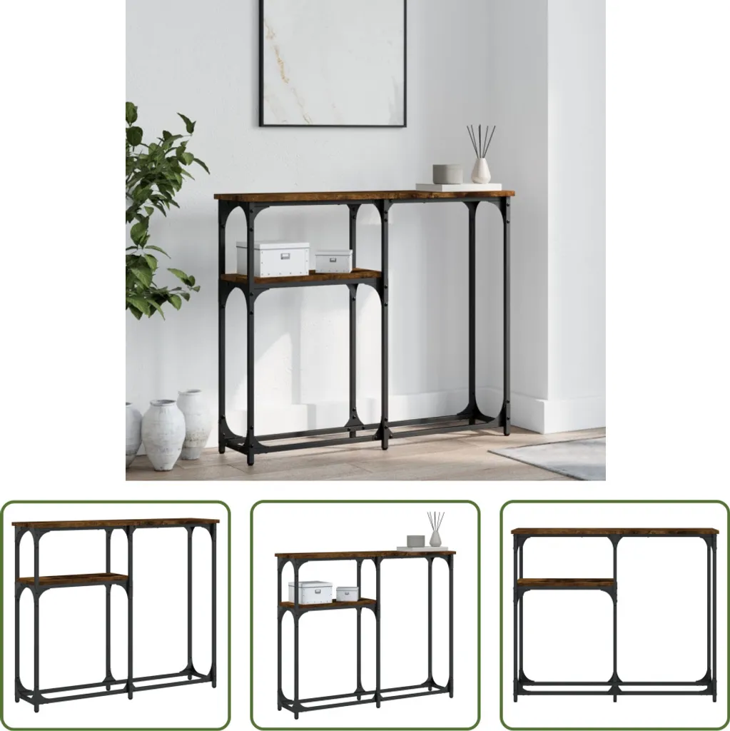 Consolle Sottile Rovere Fumé 90x22,5x75 cm - Arredo Living Moderno