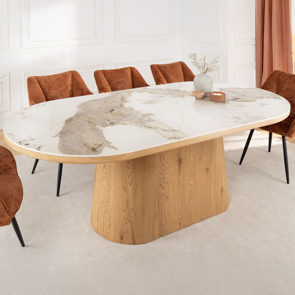 riess-ambiente Ovaler Esstisch UNIQUE 200cm weiß braun Produktbild 