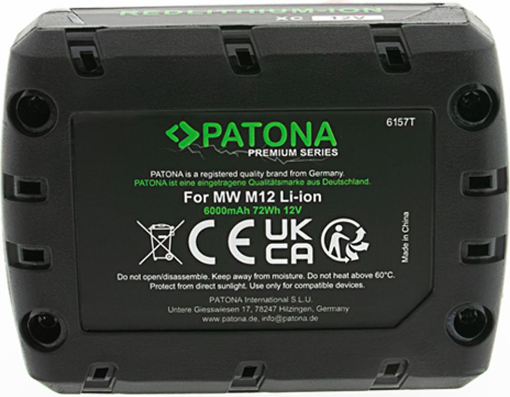 PATONA Premium Akku für Milwaukee M12 RedLithium 12V