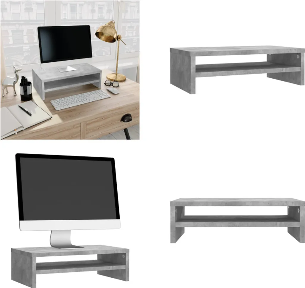 Supporto TV vidaXL 42x24x13 cm Grigio Cemento - Organizer Scrivania Legno