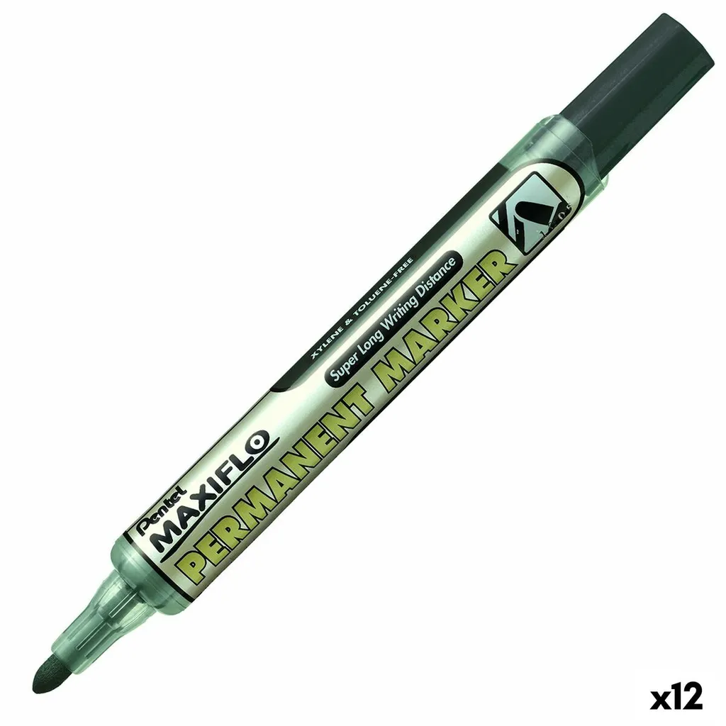 Marqueur Noir Permanent Pentel NLF50-AO à Pointe Ogive - Pack de 12