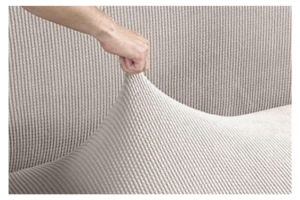Elastischer Sofabezug Valeta, Beige, 2-Sitzer (130-160 cm)
