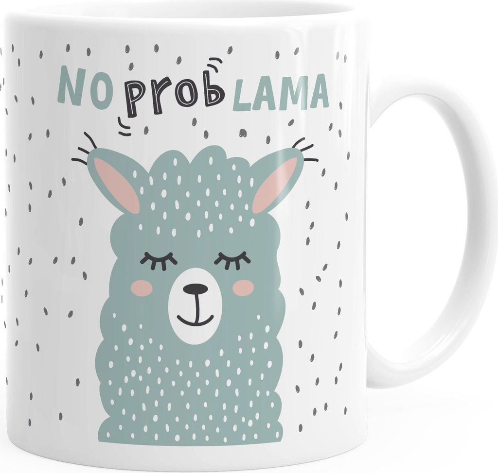 Kaffee-Tasse mit Spruch No Prob Lama Motiv lustig Bürotasse lustige Kaffeebecher MoonWorks weiß Keramik-Tasse