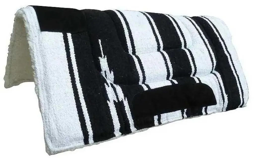 Tapis de Selle Western Respirant Noir et Blanc Taille Full de Qualité