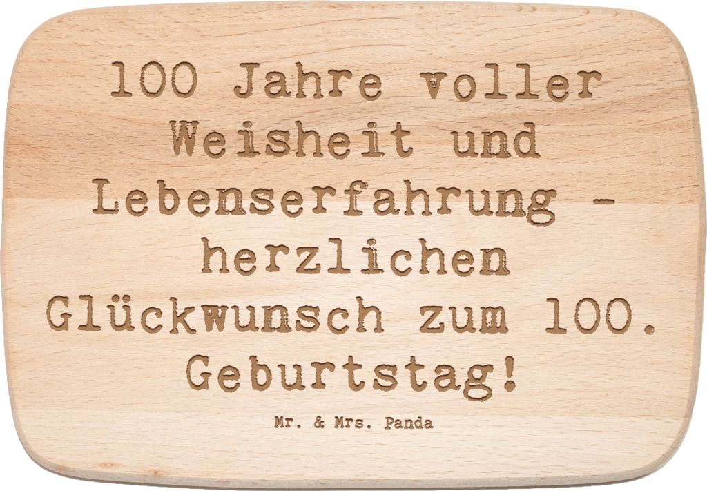 Mr. & Mrs. Panda Frühstücksbrett Spruch 100. Geburtstag - Transparent - Geschenk, unvergessliche Momente, Lebensweisheit, schneidbrett, Frühstü...
