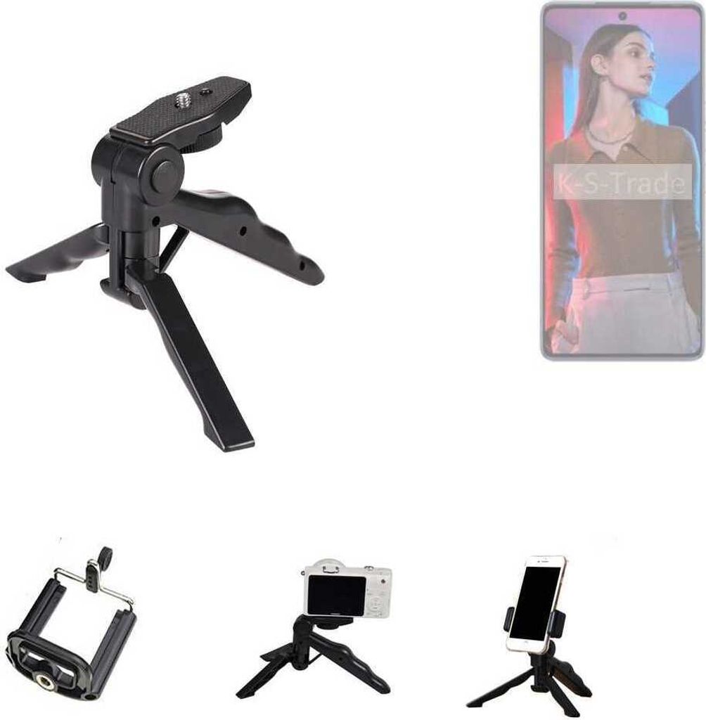 K-S-Trade Stativ Tisch-Ständer Dreibein Handy-Stativ Ständer kompatibel mit Tecno Camon 20 Pro Mini-Stativ Smartphone Tripod Handy-Stativ aus