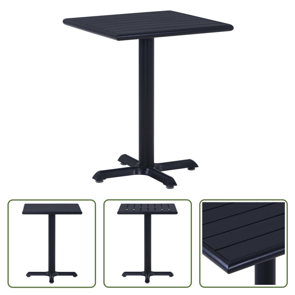 The Living Store Gartentisch Schwarz 60x60x75 cm