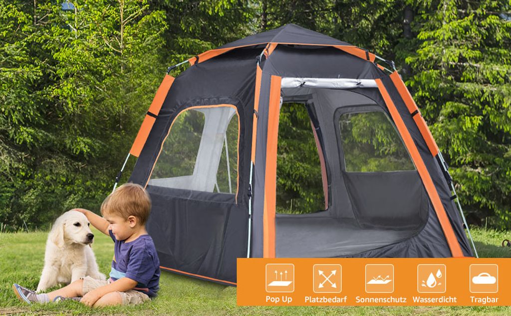 Sumosuma Campingzelt 3-4 Personen Kuppelzelt, Wasserdicht