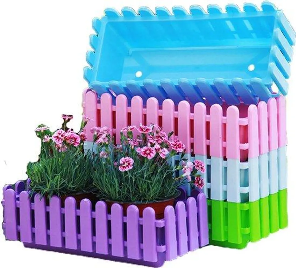 Jardinières de fenêtre rectangulaires en plastique - Lot de 5 bacs déco