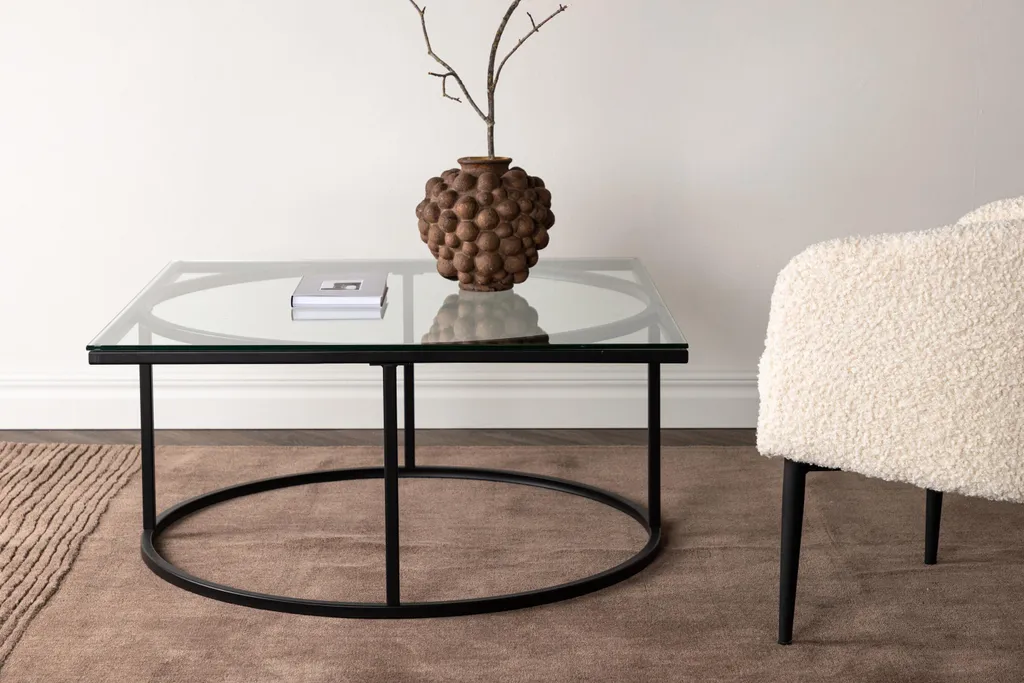 Table Basse Carrée Skanör 90x90 cm en Verre et Finition Noire Mate - 4