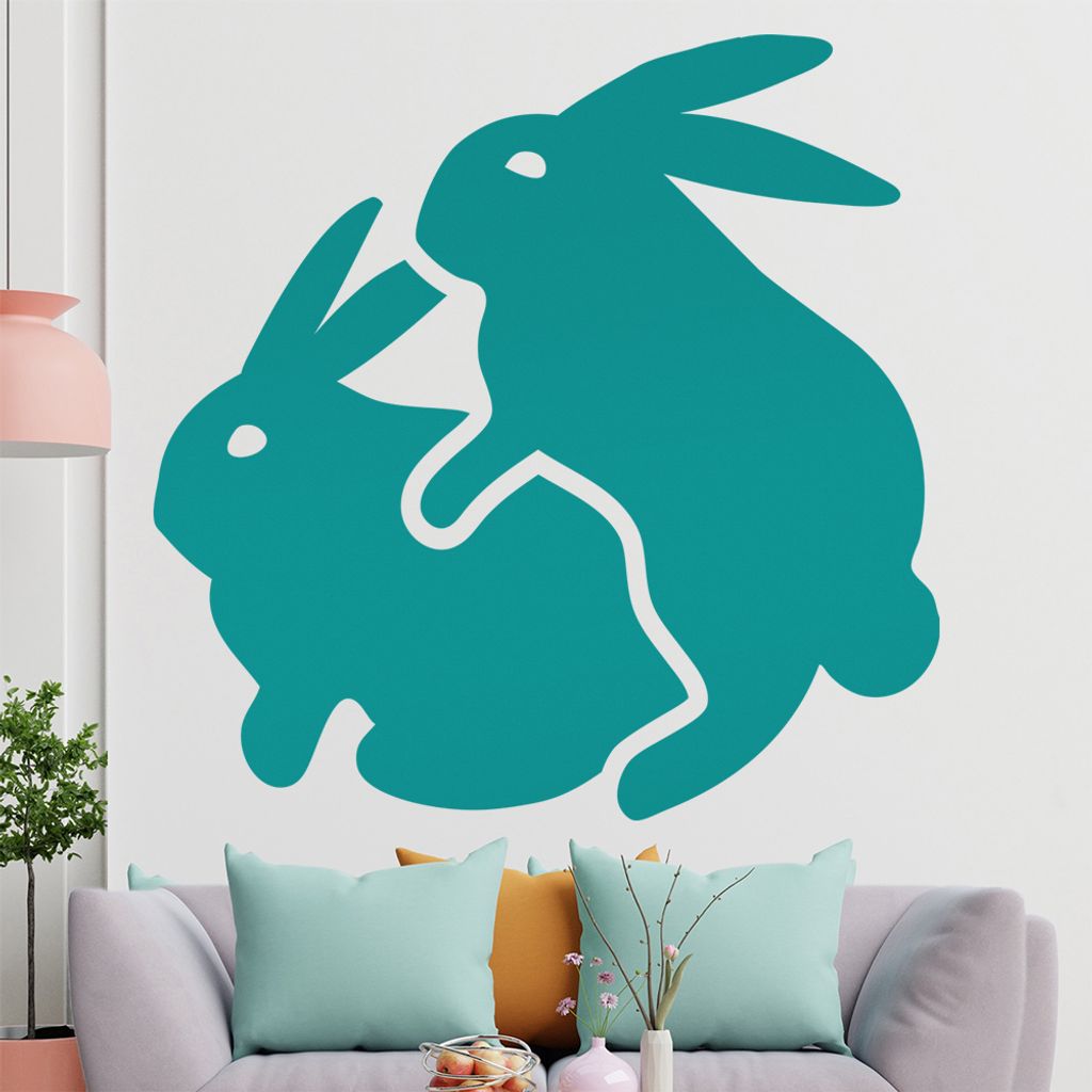 KIWISTAR Zwei Hasen - Liebe Sex Rammeln Ostern Wandtattoo in 6 Größen - Wandaufkleber Wall Sticker - Dekoration, Küche, Wohnzimmer, Schlafzimmer...