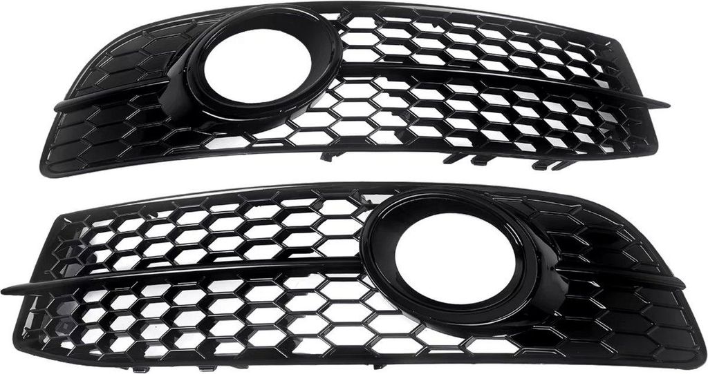 Fürbumper Mistlicht Grille Covers Gloss Schwarz für Audi A6 C6 S-Line 2009–2012, Honingraat Desig