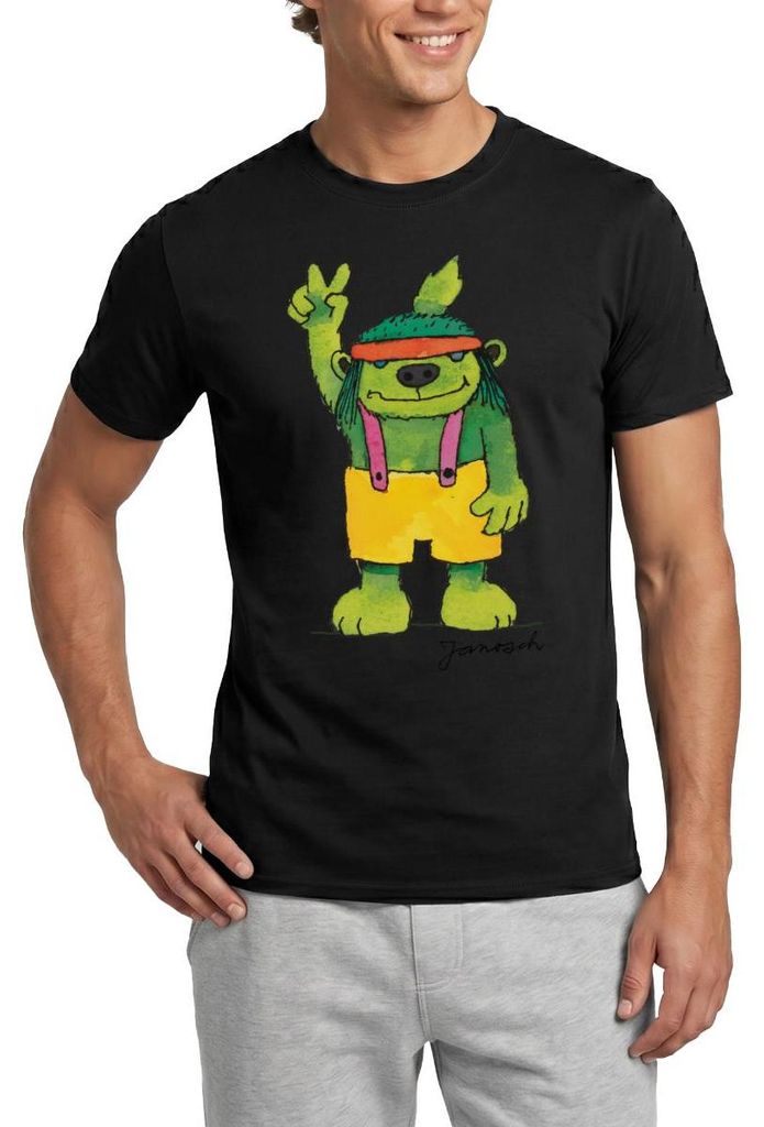 Spreadshirt Janosch Emil der Grünbar Peace Männer T-Shirt, S, Schwarz