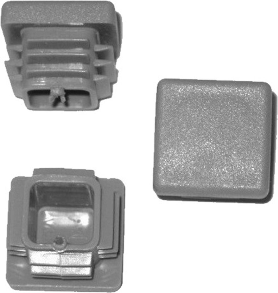 10 x Lamellenstopfen Vierkantrohrstopfen 25 x 25 mm (Außen) Stopfen GRAU