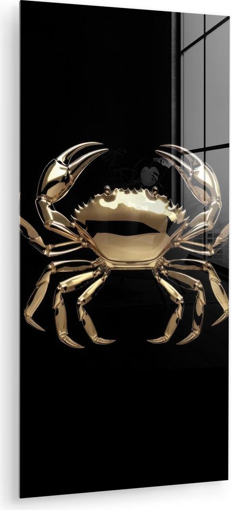 MuchoWow Glasbilder - Bilder auf Wandbild - Foto auf Glas Gold - Krabbe - Tiere - Schwarz 40x80 cm Wanddekoration aus Glas - Acrylglasbild - Acrylb...
