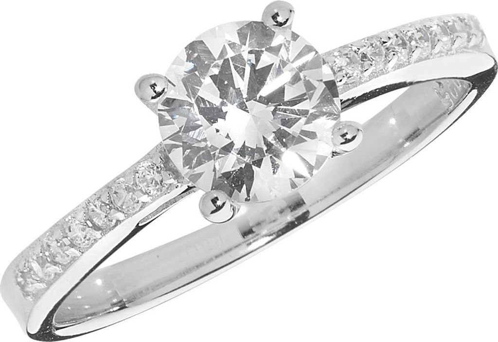 Klassischer 925 Sterling Silber Solitär Verlobung Damen - Ring mit Zirkonia, 55 (17.5); TRS22314RSO
