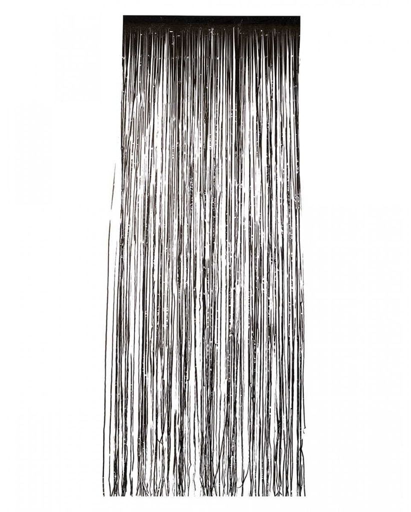 Schwarzer Lametta Vorhang 91cm als Halloween & Party Deko