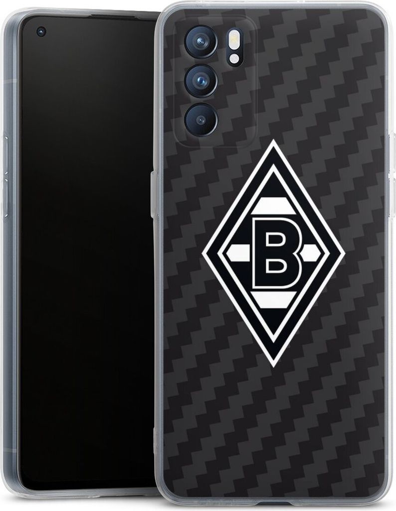 DeinDesign Handyhülle für Oppo Reno 6 5G Silikon Hülle Case Smartphone Schutzhülle Borussia Mönchengladbach Carbon Gladbach
