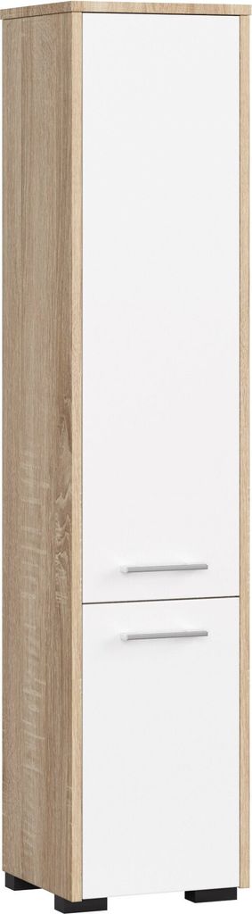 Badezimmersäule FIN Sonoma Eiche 30 cm 2 Türen Front Weiß Produktbild 