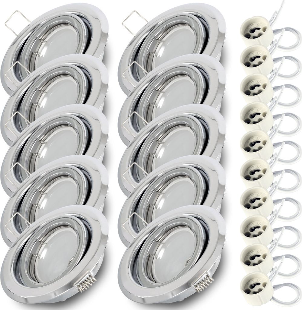 10x Einbauspot RIK.19 schwenkbar chrom GU10 7W warmweiss