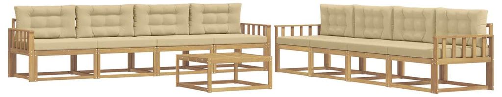 vidaXL Outdoor-Sofagarnitur 9 pcs Weiß und Beige 79 x 79 x 37 cm