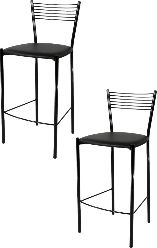 t m c s Tommychairs - 2er Set moderne Barhocker ELEGNACE für Küche und Esszimmer, robustes Gestell aus lackiertem Stahl, Farbe Schwarz, gepolster...