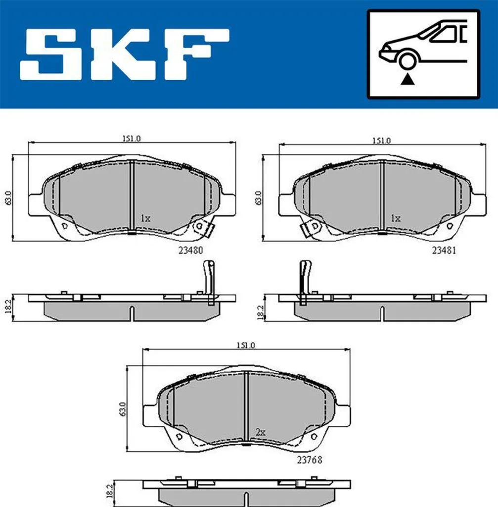 SKF VKBP 80241 A Jeu de Plaquettes de Frein à Disque OE 0446505130