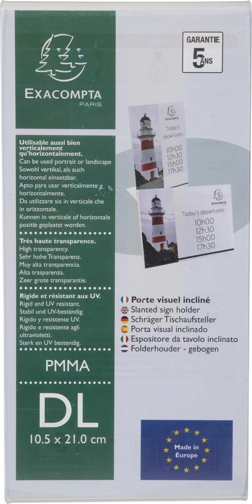 Porte-menu vertical incliné en plexiglas cristal DL Exacompta 83058D