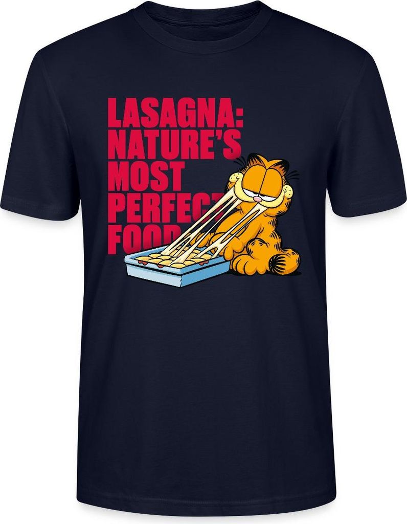 Spreadshirt Garfield Lasagne Das Perfekte Essen Uni Bio T-Shirt, XXL, Navy