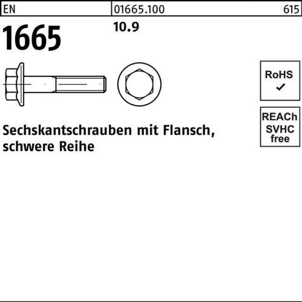 Sechskantschraube EN 1665 Flansch M16x 60 10.9 50 Stück