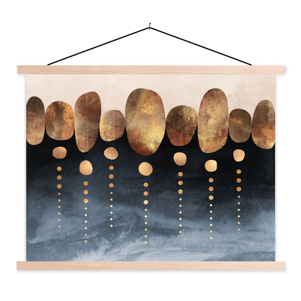 MuchoWow Textilposter Gold - Abstrakt - Luxus 60x45 cm mit holzfarbenen Rahmen - Bild